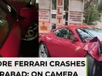 <span class='webrupee'>₹</span>3.5 crore Ferrari crashes in Hyderabad - watch what happened