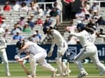England's Lauren Bell gets bowled out by India's Deepti Sharma. (Action Images via Reuters)
