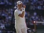 Italy's Jannik Sinner reacts against Germany's Alexander Zverev during the men's singles final of the 2026 Wimbledon Championships. (AFP)