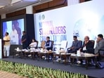 Industry Minister Sanjay Prasad Yadav addresses a session on industrial promotion and investment during the National Stakeholders Consultation 2026 in New Delhi.