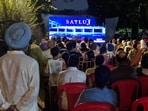 People attend a screening of the banned movie ‘Satluj’ in Amritsar on Sunday. (ANI Photo)