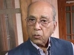Ram temple construction committee chairman Nripendra Misra in Ayodhya. (ANI VIDEO GRAB)
