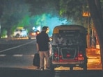 Spot-checks by HT in Gurugram in May and June found several major roads in darkness. (Parveen Kumar/HT photo)