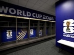 A locker room at the Dallas Stadium in Arlington.