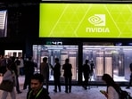 Nvidia stacks display at Nvidia GTC in San Jose, Calif., earlier this year.