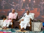 RSS chief Mohan Bhagwat and Sarkaryavah Dattatreya Hosabale at the meeting in Belagavi on Sunday.