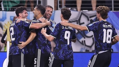 Argentina have asked for permission to play in their blue away jersey instead of their traditional home kit in semifinal vs England. (Instagram) Argentina have asked for permission to play in their blue away jersey instead of their traditional home kit in semifinal vs England. (Instagram)