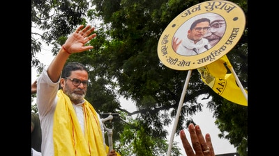 Jan Suraaj Party founder Prashant Kishor greets supporters during a roadshow for the Bankipur assembly bypoll in Patna on Monday. (PTI) Jan Suraaj Party founder Prashant Kishor greets supporters during a roadshow for the Bankipur assembly bypoll in Patna on Monday. (PTI)