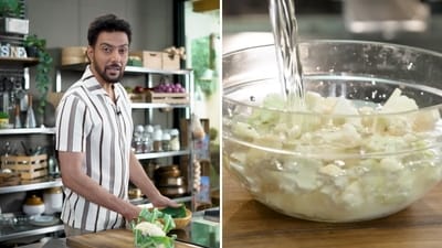 Ranveer Brar shows how to clean cauliflower in the monsoon. (@RanveerBrar/YouTube) Ranveer Brar shows how to clean cauliflower in the monsoon. (@RanveerBrar/YouTube)