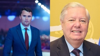 Charlie Kirk had brutally criticized Lindsey Graham's stance on Iran and the clip has now resurfaced. (Facebook/Charlie Kirk; X/@Osint613) Charlie Kirk had brutally criticized Lindsey Graham's stance on Iran and the clip has now resurfaced. (Facebook/Charlie Kirk; X/@Osint613)