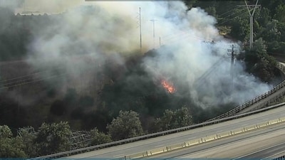 The Mill Creek Fire as seen from the highway. (X/@SLCScanner)