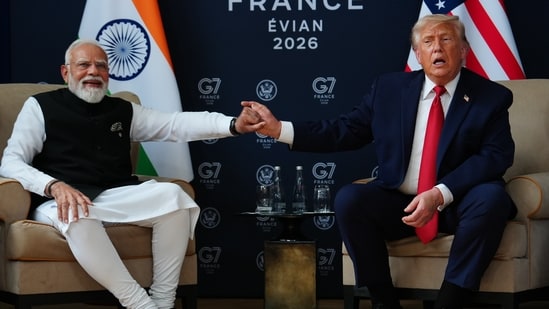U.S. President Donald Trump meets with India's Prime Minister Narendra Modi on the sidelines of the G7 summit