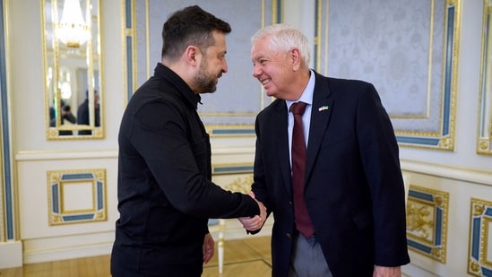Lindsey Graham death: The photo shows Ukraine's President Volodymyr Zelensky (L) welcoming US Senator Lindsey Graham prior their talks in Kyiv. Republican Senator Lindsey Graham of South Carolina, a key ally of US President Donald Trump, died on July 11, 2026, at the age of 71.