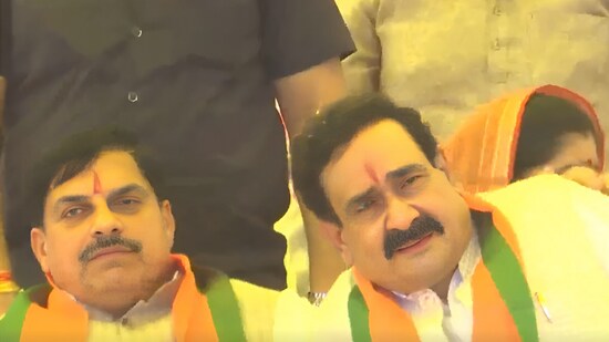 Video shows Narottam Mishra being consoled by MP CM Mohan Yadav
