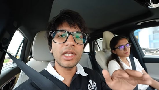 Sourav Joshi claimed the mileage drop in his Mercedes SUV was due to E20 fuel. (Video grab: YT/@souravjvlogs)
