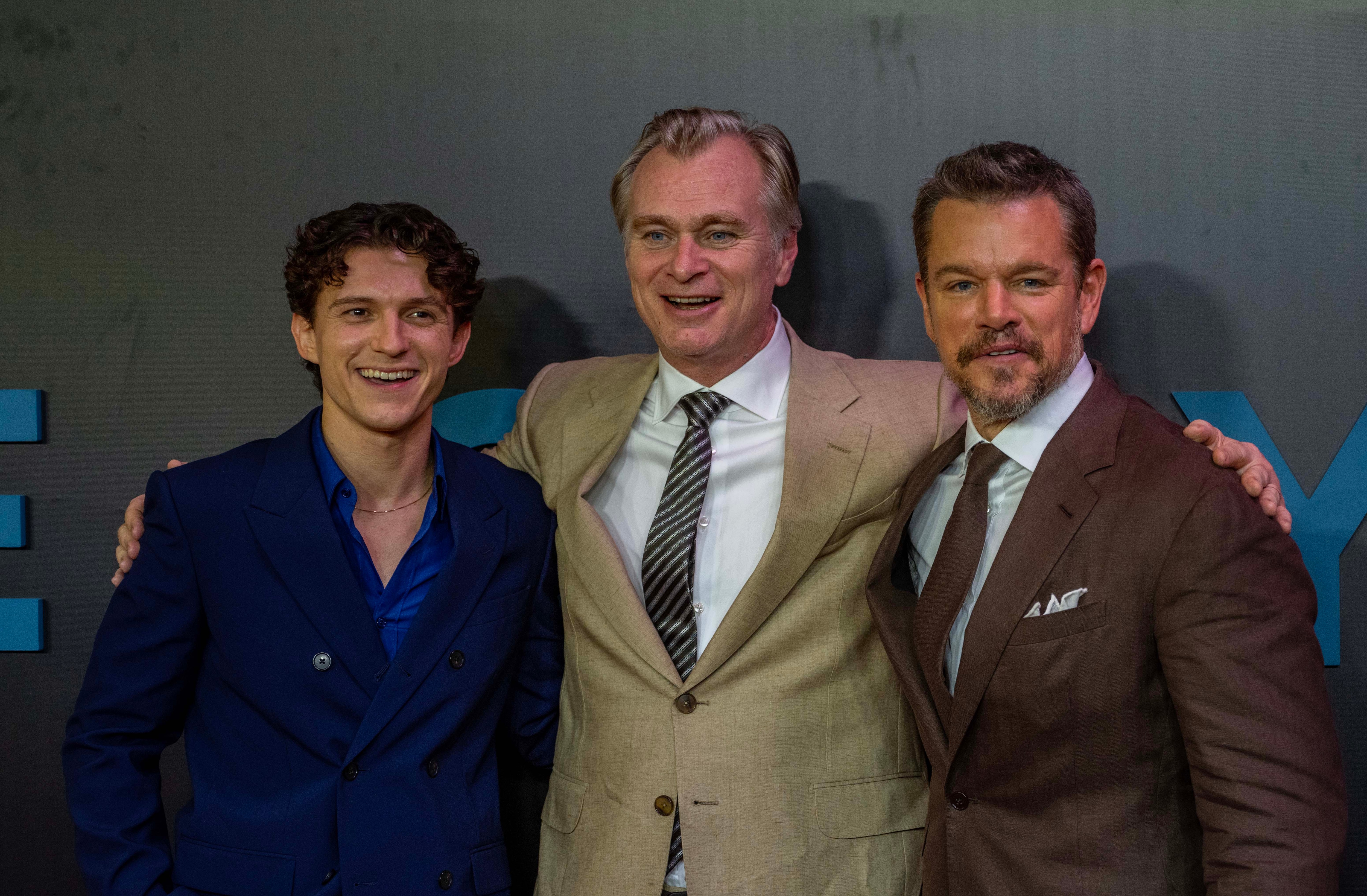 Academy Award-winning filmmaker Christopher Nolan, along with cast members Matt Damon and Tom Holland walk the red carpet during the India premiere of The Odyssey (Hindustan Times) Academy Award-winning filmmaker Christopher Nolan, along with cast members Matt Damon and Tom Holland walk the red carpet during the India premiere of The Odyssey (Hindustan Times)
