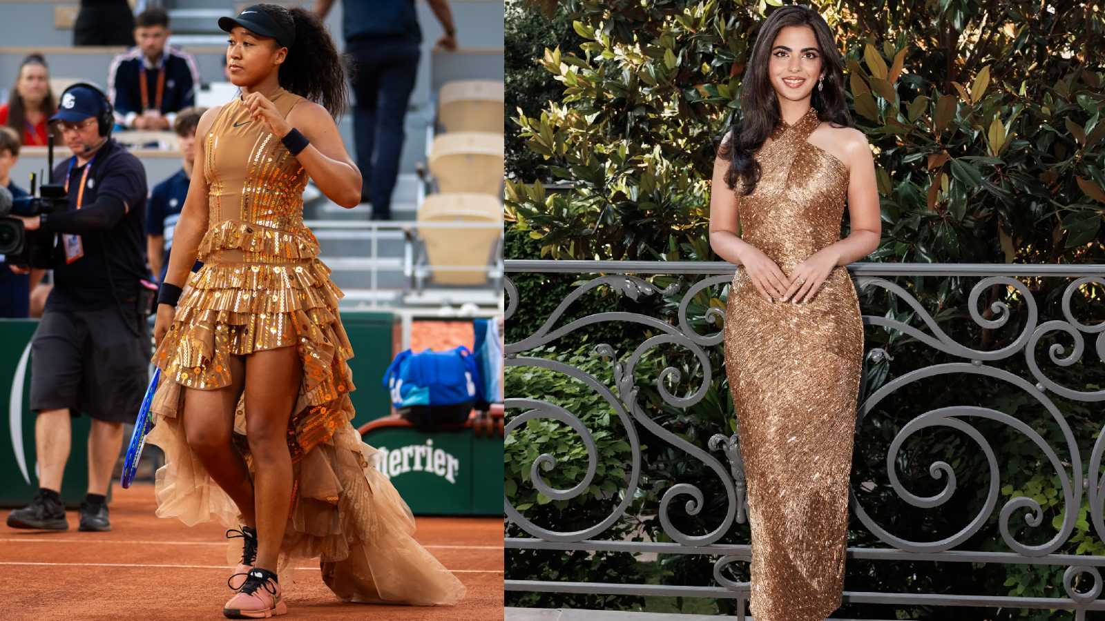 Tennis star Naomi Osaka and Indian businesswoman Isha Ambani serve golden styles. (Instagram) Tennis star Naomi Osaka and Indian businesswoman Isha Ambani serve golden styles. (Instagram)