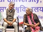 Union Defence Minister Rajnath Singh and Uttar Pradesh Governor Anandiben Patel at the 22nd Convocation Ceremony of King George's Medical University (KGMU) at Atal Bihari Vajpayee scientific convention centre, in Lucknow on Monday.