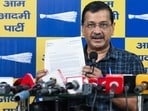 Aam Aadmi Party National convenor Arvind Kejriwal addresses a press conference at party headquarters, in New Delhi.