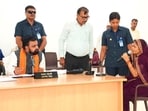 Bihar Chief Minister Samrat Choudhary during Sahyog programme at Lok Sevak Awas in Patna on Tuesday. (Santosh Kumar/ Ht)