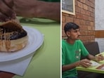 Snippets from a video showing a server enjoying a doughnut. (Instagram/@theyogeshpandey)