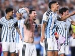 Lionel Messi celebrates victory after the FIFA World Cup 2026 Quarter Final match between Argentina and Switzerland at Kansas City Stadium(Getty Images via AFP)