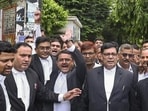 Faizabad Bar Association members on their way to the Ram Janmabhoomi police station in Ayodhya on July 2. (FILE PHOTO)