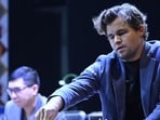 File image of Norwegian GM Magnus Carlsen playing chess in 6th TATA Steel Chess India Tournament 2024. (Samir Jana/ Hindustan Times)