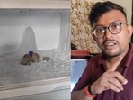 Ice frozen in the form of a Shivling drew devotees to a house in Agra, Uttar Pradesh.