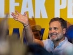 Rahul Gandhi during the 'Chhatron Ki Goonj' rally, as part of the Congress party's campaign on paper leaks and youth issues, in Kota on June 17. The next event in this series is scheduled in Dehradun on July 18.(PTI File Photo)
