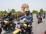 Gram it: Motorcyclists vroomed on Kartavya Path as the Shaurya Vijay Yatra expedition kicked-off in the Capital, on Tuesday. This bike rally is planned from National War Memorial in Delhi to Kargil War Memorial in Dras in Ladakh, and aims to honour the Indian Armed Forces and former servicemen. Here’s how the bikers took to the streets after the expedition was flagged off by Union Defence Minister Rajnath Singh.