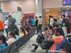 Passengers at Prayagraj airport. (HT photo)