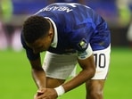Soccer Football - FIFA World Cup 2026 - Semi Final - France v Spain - Dallas Stadium, Arlington, Texas, U.S. - July 14, 2026 France's Kylian Mbappe reacts during the match.(REUTERS)