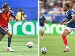 Spain's forward #19 Lamine Yamal (left); France's forward #10 Kylian Mbappe. (AFP)