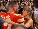 FILE PHOTO: The Kansas City Chiefs' Travis Kelce celebrates with partner Taylor Swift after Kansas City Chiefs beat the San Francisco 49ers in Super Bowl LVIII at Allegiant Stadium in Las Vegas, Nevada, U.S., February 11, 2024.