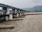 The Gandak river in full spate at Valmikinagar in West Champaran on Tuesday. (HT)