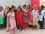 The protest disrupted household work as no worker reported for duty on Sunday morning. While some resumed work later, others did not, said residents. (HT Photo)