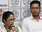 Trinamool Congress chairperson Mamata Banerjee along with TMC national general secretary Abhishek Banerjee.