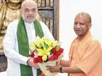 UP chief minister Yogi Adityanath with Union home minister Amit Shah in New Delhi on July 14. (Soured)