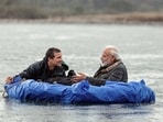 Adventurer Bear Grylls seen with Prime Minister Narendra Modi during the shooting of the show 'Man vs Wild' in 2019.