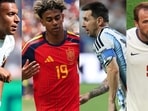 Kylian Mbappe, Lamine Yamal, Lionel Messi, and Harry Kane.