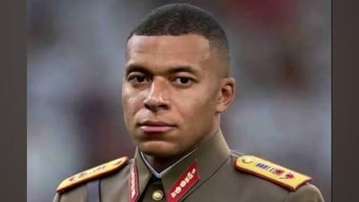 AI-generated image of Kylian Mbappé as a dictator (Screen grab from social media)