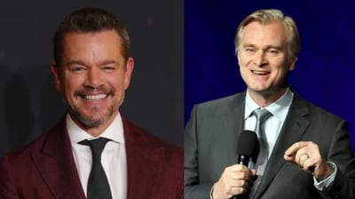Nolan (R) said Damon’s previous performances reflected the qualities he wanted for Odysseus. (AP, Getty Images via AFP) Nolan (R) said Damon’s previous performances reflected the qualities he wanted for Odysseus. (AP, Getty Images via AFP)