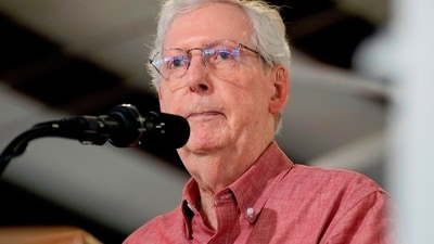 Jon Stewart questioned the authenticity of Senator Mitch McConnell's hospital photo after his office claimed he was recovering from a fall and pneumonia. (AP Photo/Mark Humphrey) Jon Stewart questioned the authenticity of Senator Mitch McConnell's hospital photo after his office claimed he was recovering from a fall and pneumonia. (AP Photo/Mark Humphrey)