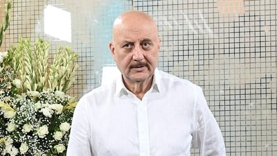 At the moment, Anupam Kher is shooting for his next movie Shri Ram Bhoomi in Ayodhya. (Photo by SUJIT JAISWAL / AFP) At the moment, Anupam Kher is shooting for his next movie Shri Ram Bhoomi in Ayodhya. (Photo by SUJIT JAISWAL / AFP)