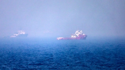 Ships sailed near the Strait of Hormuz this week. Ships sailed near the Strait of Hormuz this week.