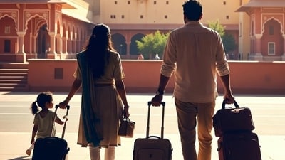 A family shown returning with their bags. Image for representational purposes. (AI Generated/Grok) A family shown returning with their bags. Image for representational purposes. (AI Generated/Grok)