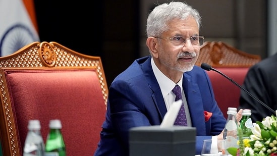 External Affairs Minister S Jaishankar interacts with members of Indian diaspora, in Muscat on Friday.(@DrSJaishankar)