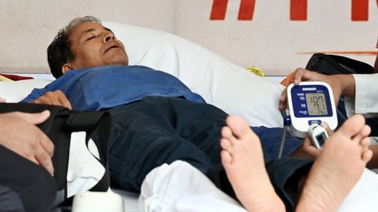 Environmentalist Sonam Wangchuk on the 16th day of his hunger strike in support of the Cockroach Janata Party.