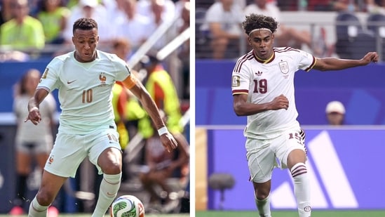 This combination of files photos created on July 12, 2026, shows France's forward #10 Kylian Mbappe; and Spain's forward #19 Lamine Yamal (AFP)
